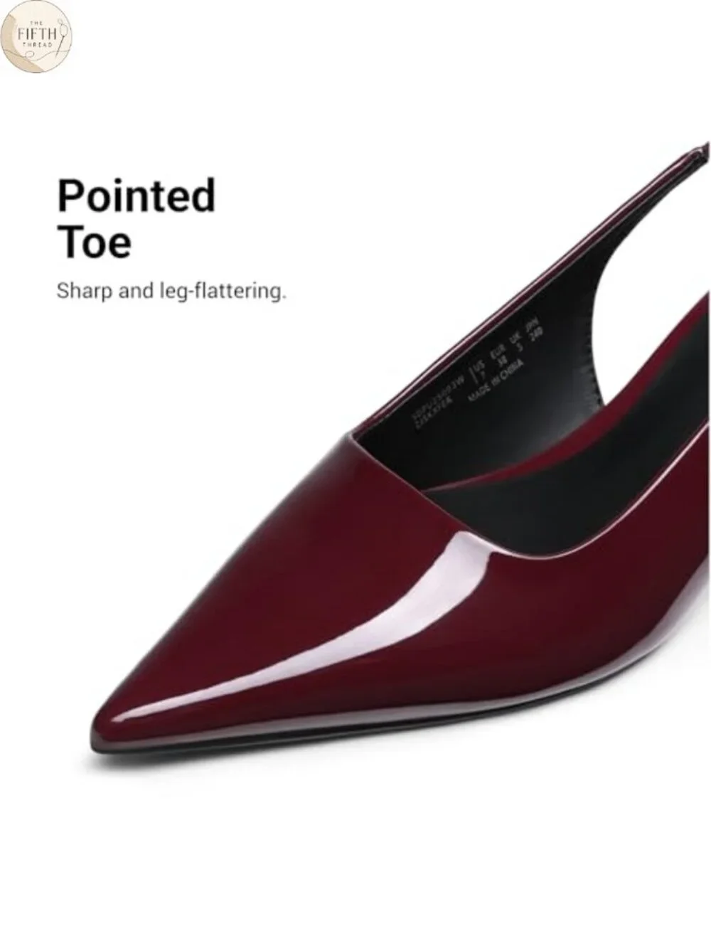 Kitten Heel Slingback Pumps Pointed Toe Faux Leather Office Dress Shoes